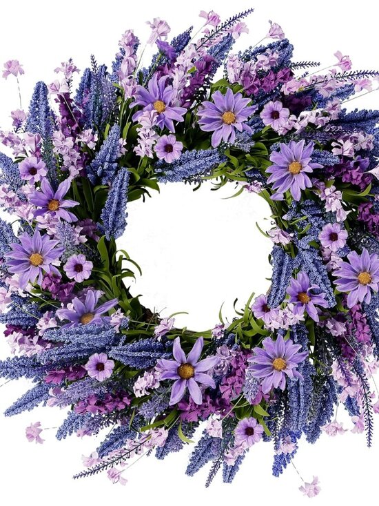 Other - Lavender Wreath for Front Door 22 Inch - Purple Daisy Spring Summer Artificial W